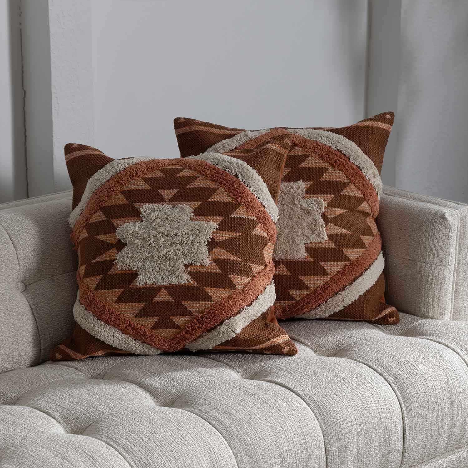 Lumbar Boho Beige Cushion Cover — 20" - View 6