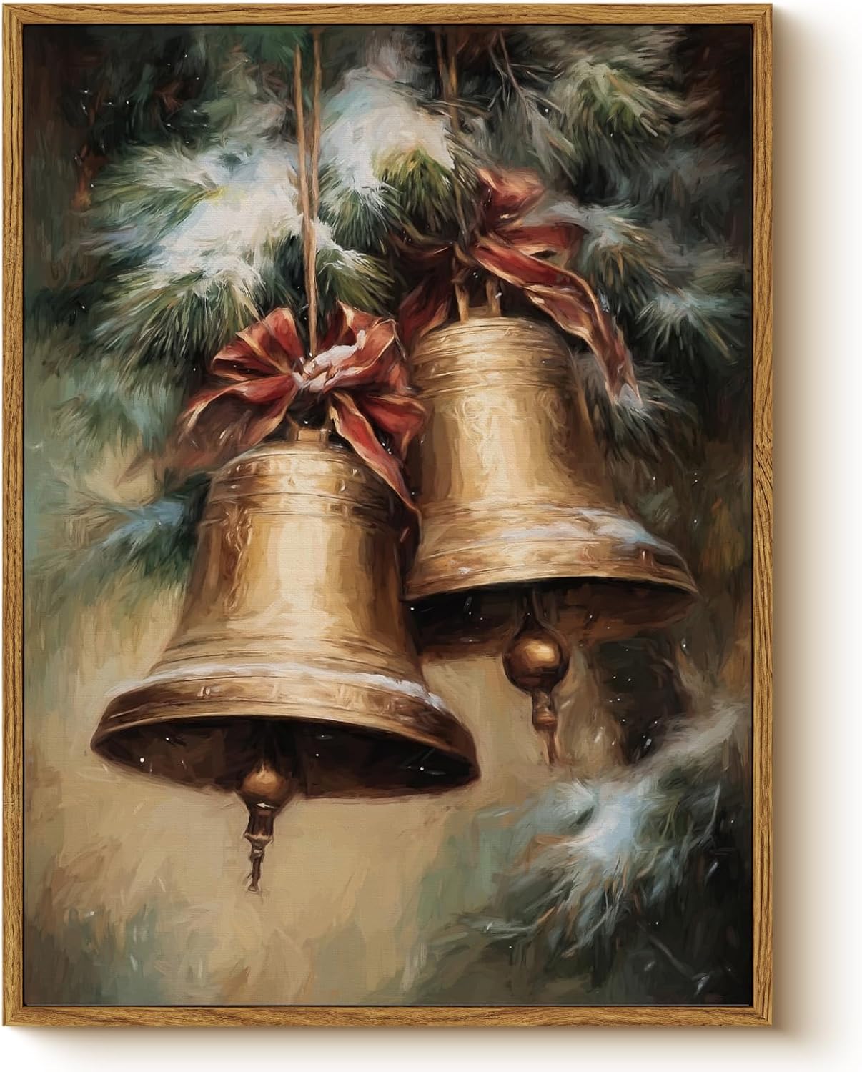 Framed Farmhouse White Wall Art — 16" — Jingle bells