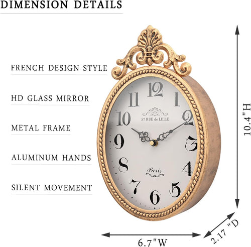 Battery Operated Boho Gold Wall Clock — 10.4" - View 2