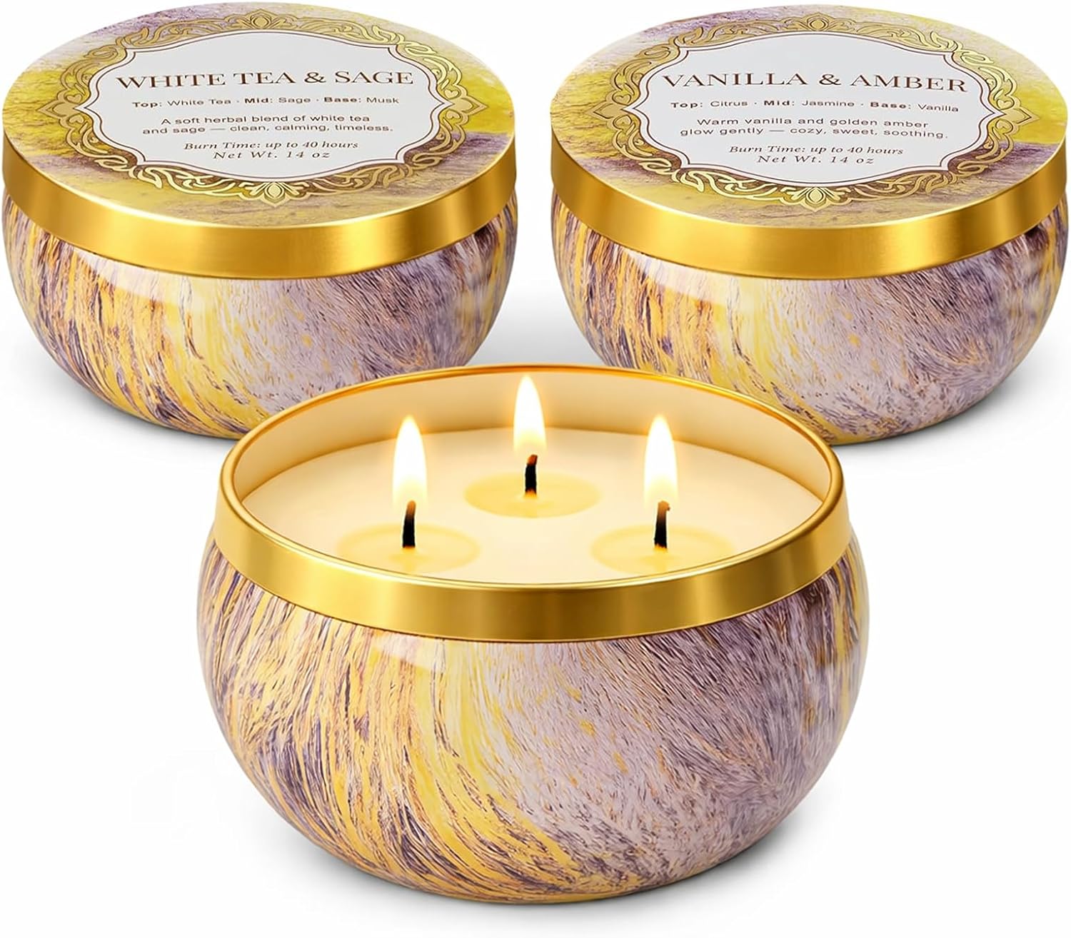 Soy Wax Black Scented Candle — 12x8 — Gold