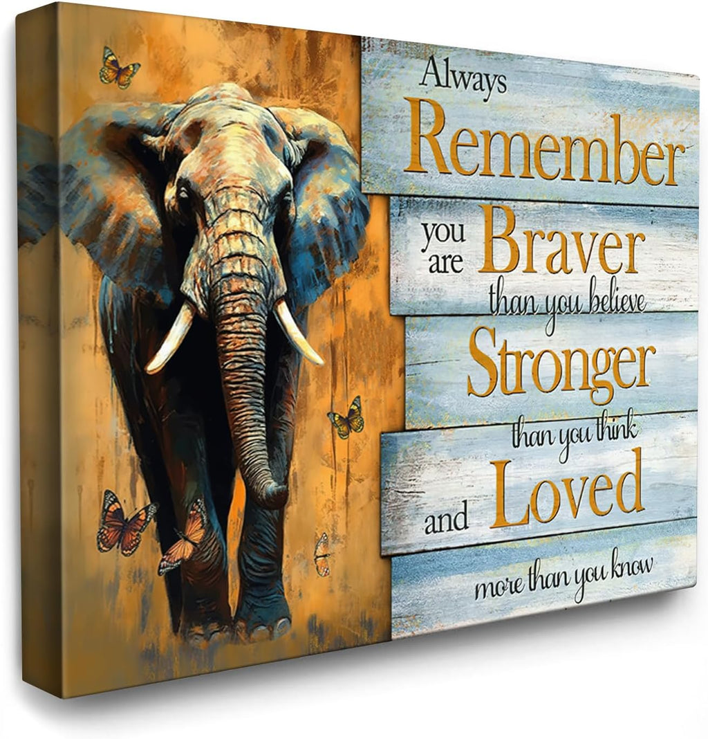 Framed Metal Canvas Wall Art — 16" — Motivational Elephant