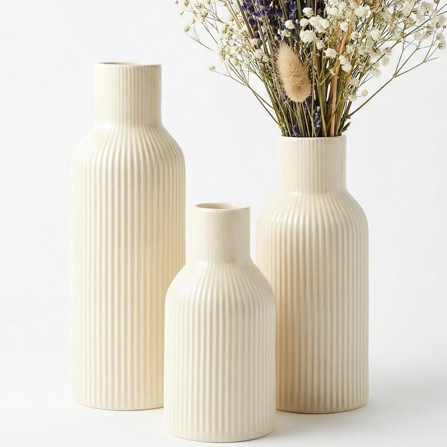 Modern Beige Flower Vase — Set of 3 — 3-piece-set