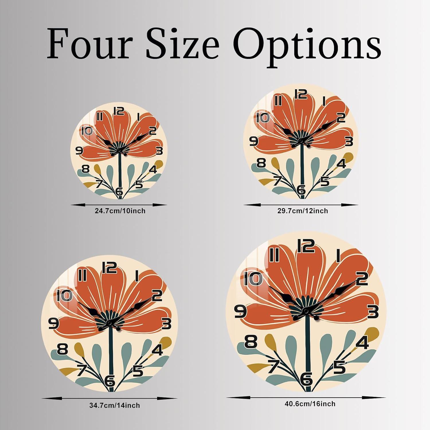 Battery Operated Boho Orange Wall Clock — 16" - View 5