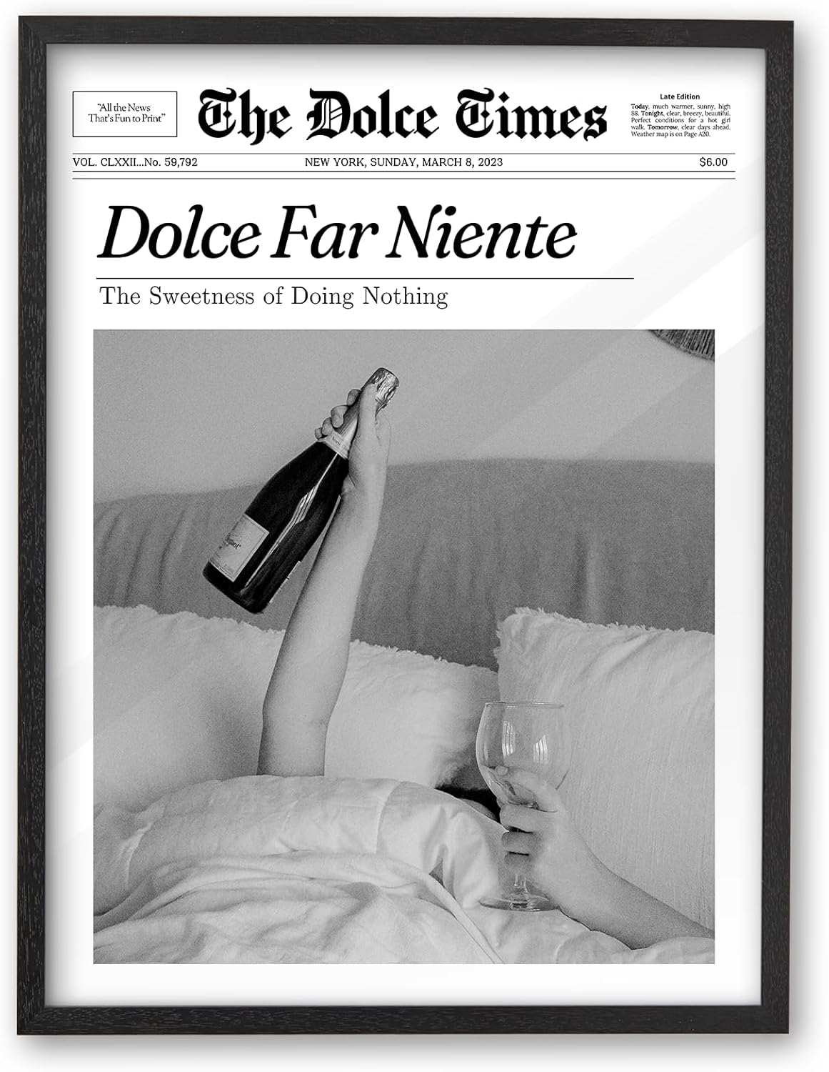 Vintage Black Framed Wall Art — 16" — Black Framed-Trendy La Dolce