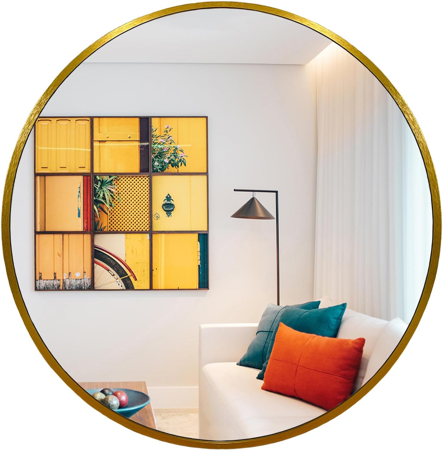 Round Farmhouse Black Wall Mirror — 24" — 30"