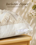 Tufted Boho Beige Throw Pillow Cover — 18" - View 3