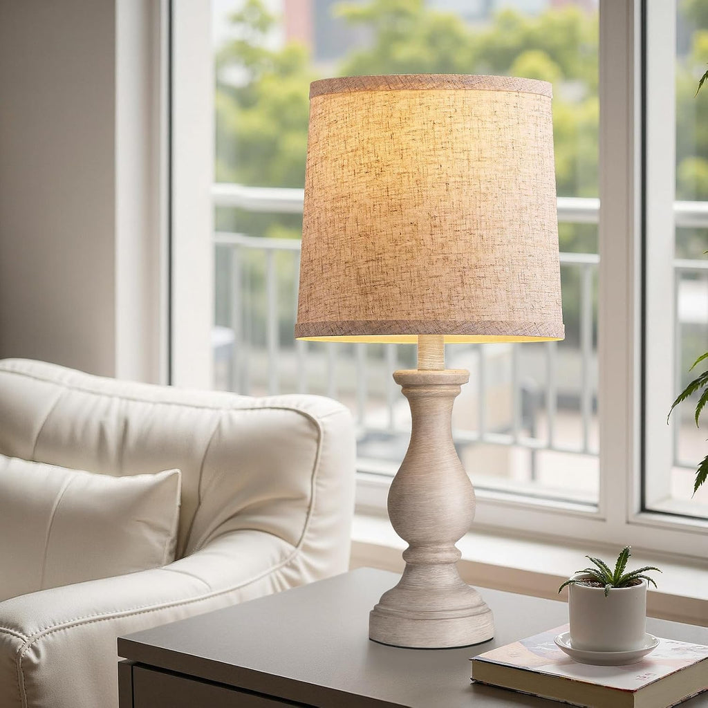 Linen Boho Black Bedside Lamp — 22" - View 8