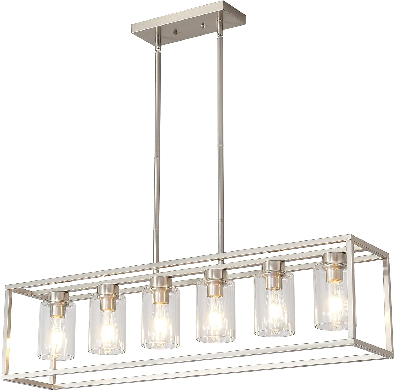 Vintage Farmhouse Black Chandelier — 4-Light — Brushed Nickel
