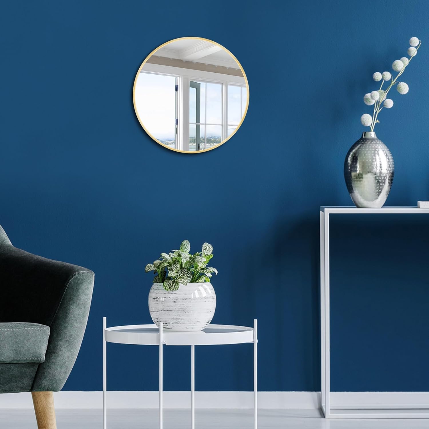 Round Luxe Black Wall Mirror — 12" - View 3