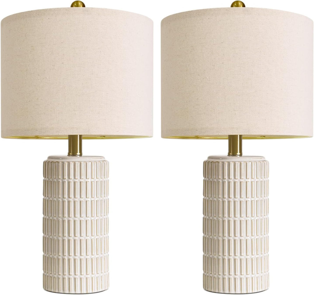 Farmhouse Beige Bedside Lamp — 20.75" - View 8