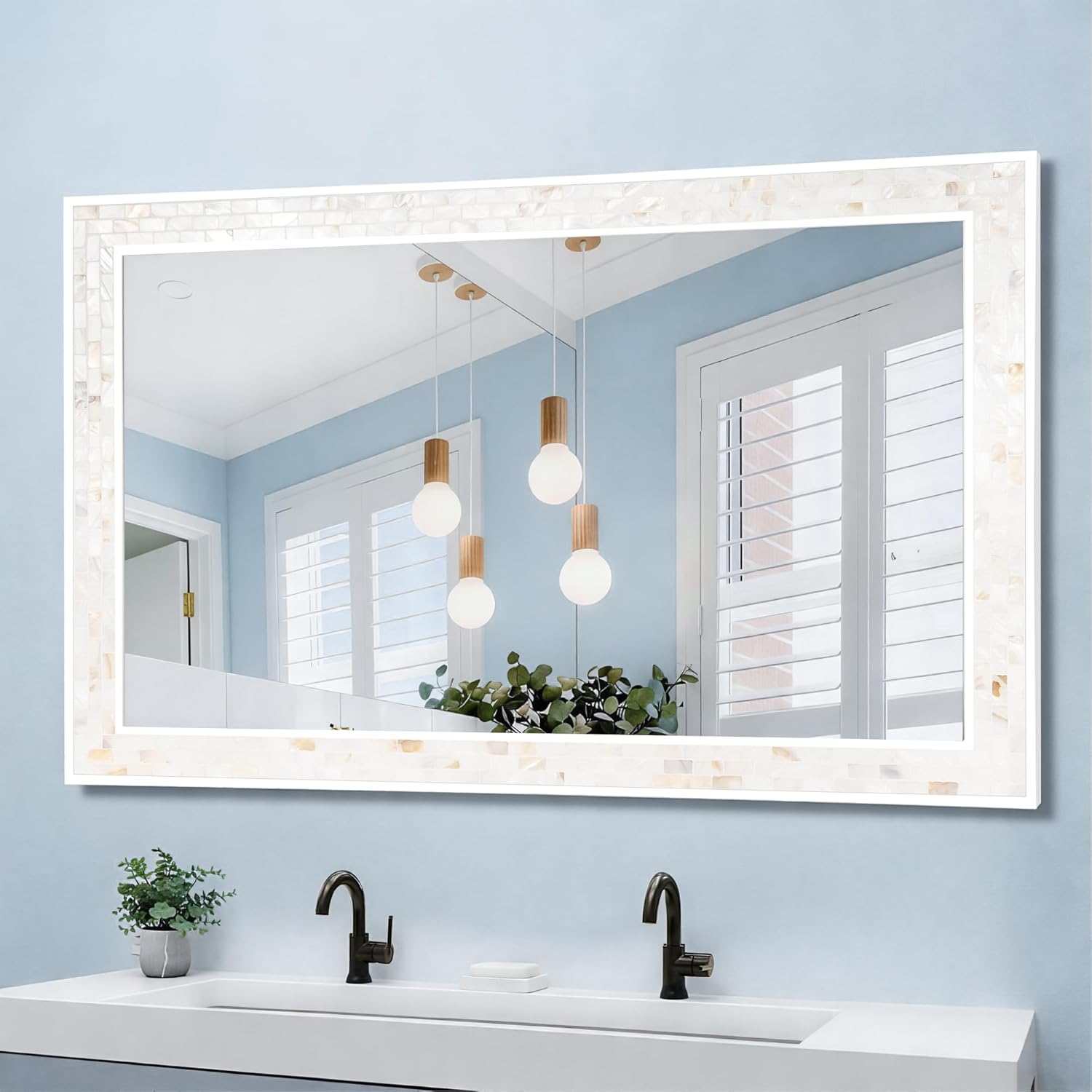 Framed Brown Wall Mirror — 30" — 47"L x 24"W