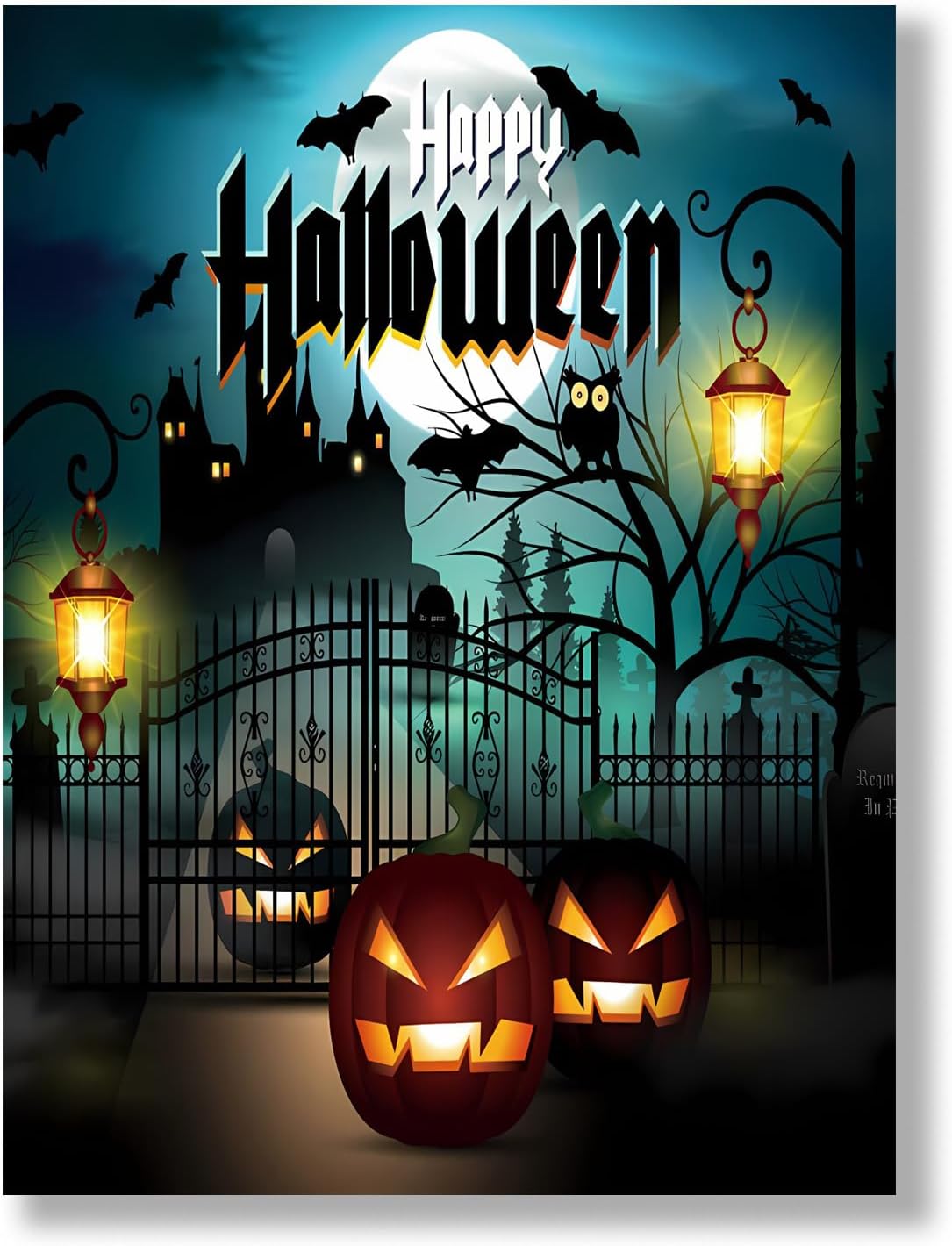 Framed Blue Canvas Wall Art — 12x16 — Halloween 023