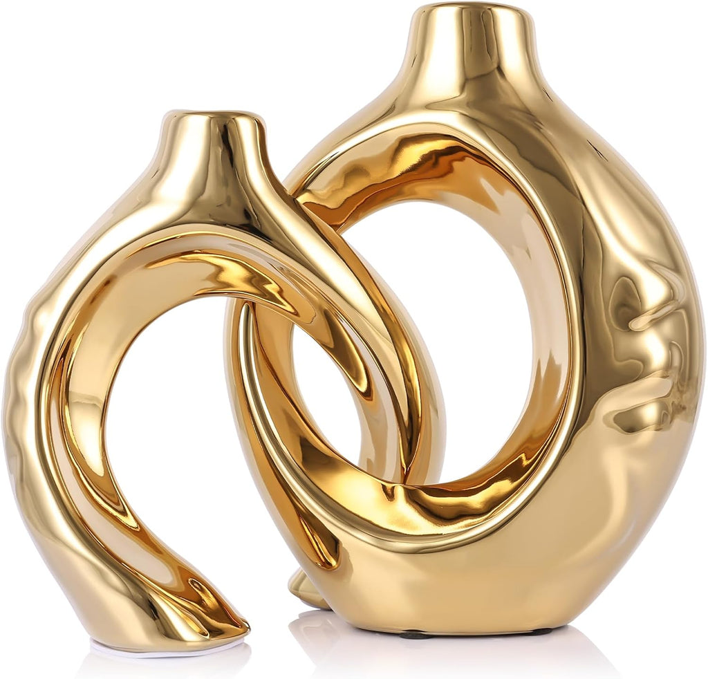 Boho Black Vase — Gold