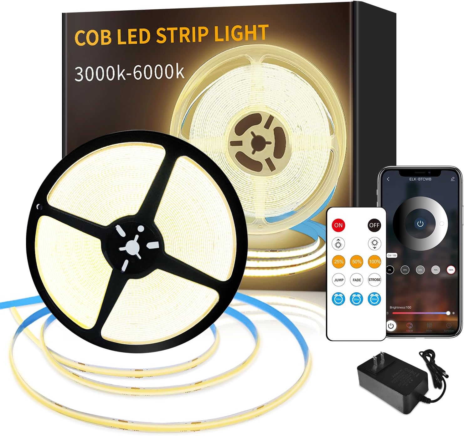 Dimmable White LED Strip Lights — Warm White