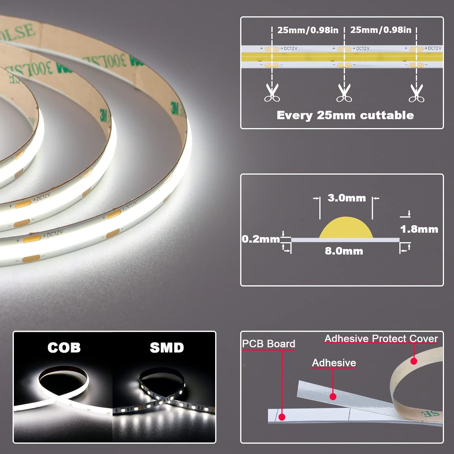 Beige LED Strip Lights - View 2