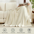 Knit Beige Throw Pillow — 50" - View 5
