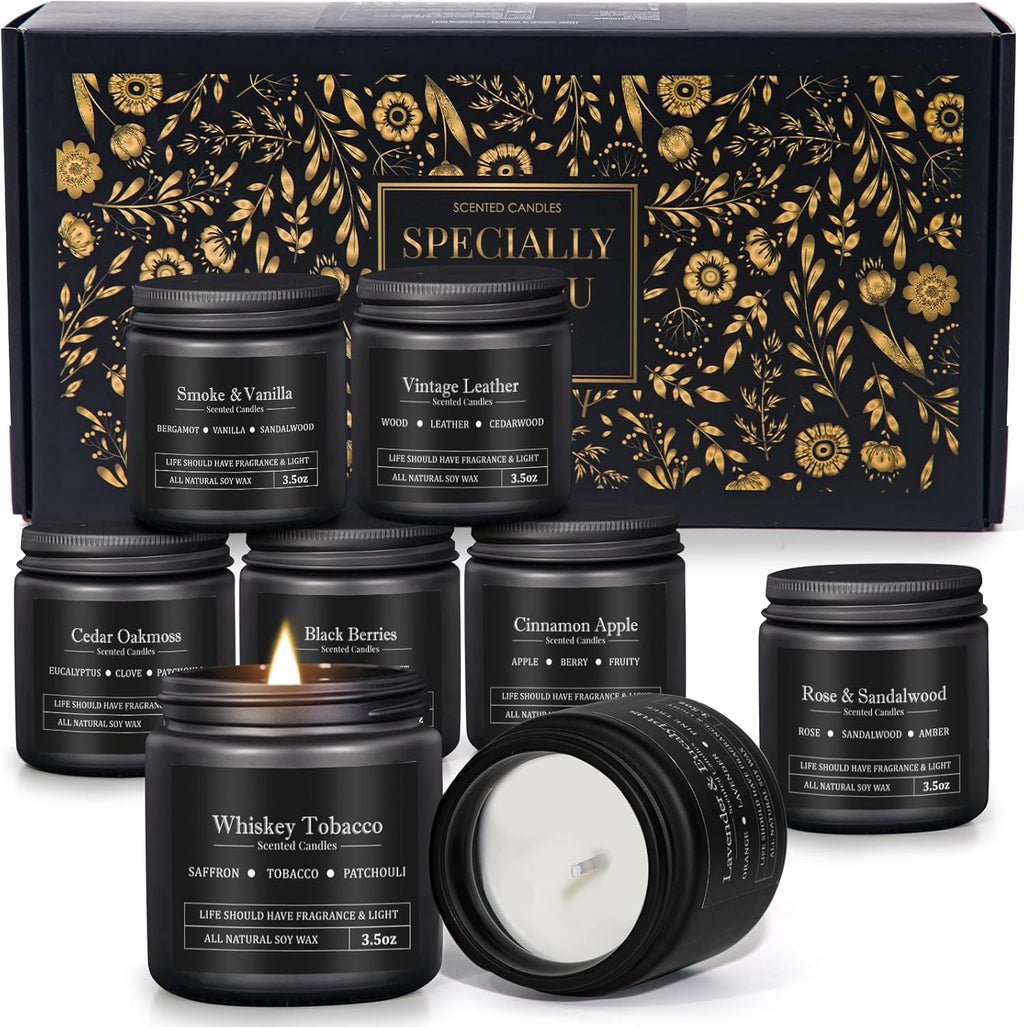 Soy Wax Black Scented Candle — 12x8 — Black-8 Pack scented
