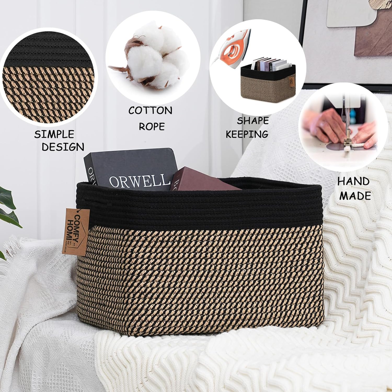 Boho Beige Basket — 13.5" - View 5