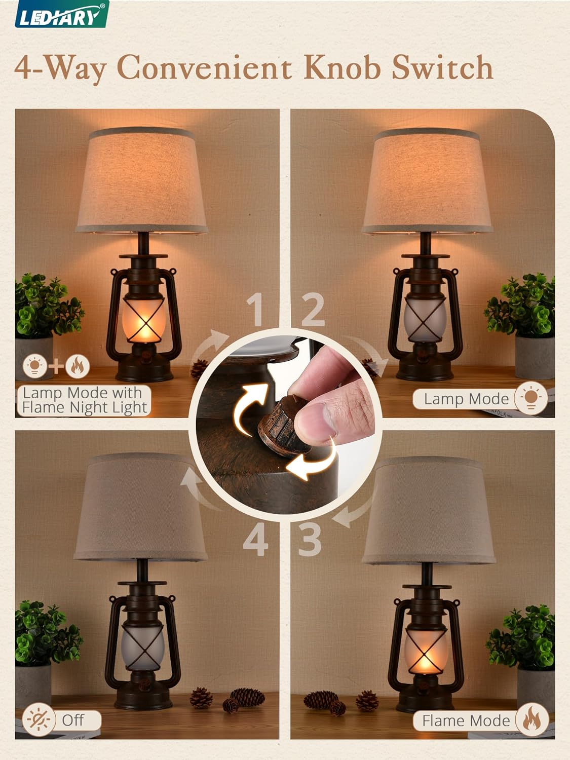 Vintage Farmhouse Black Bedside Lamp — 18.72" - View 3