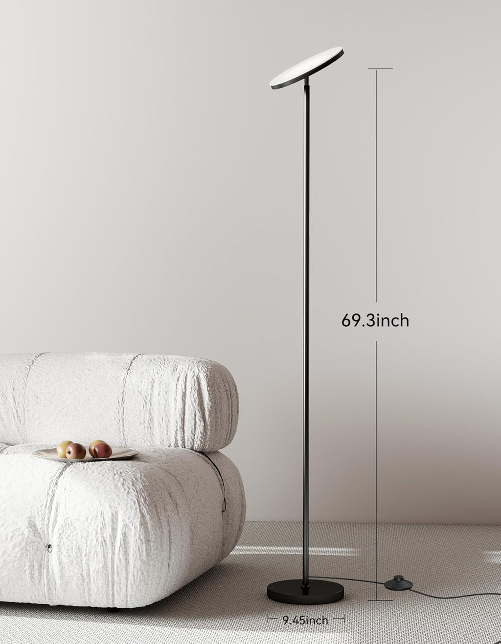Dimmable Modern Black Floor Lamp — 69" - View 4