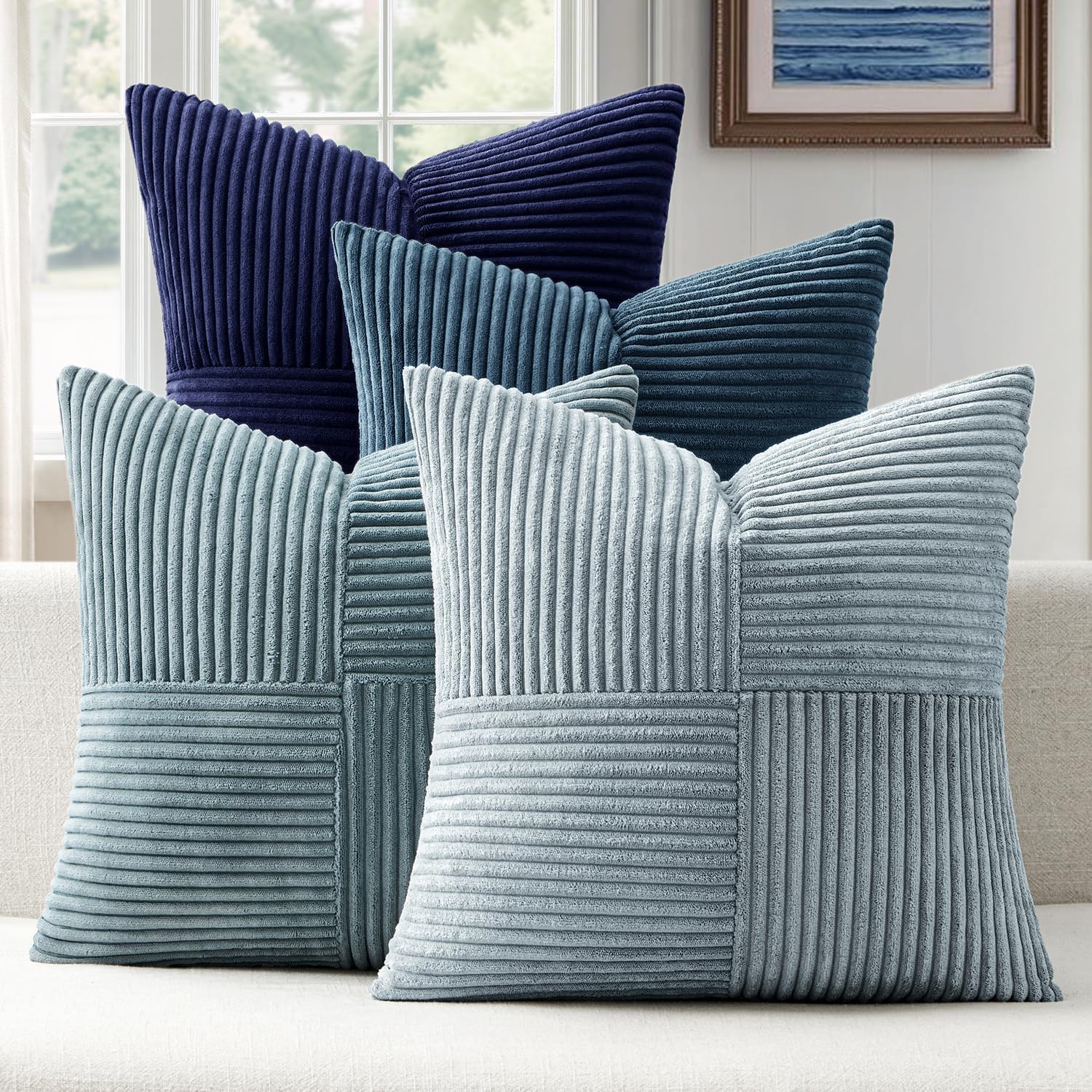 Boho Beige Cushion Cover — 20" — Neutral Blue