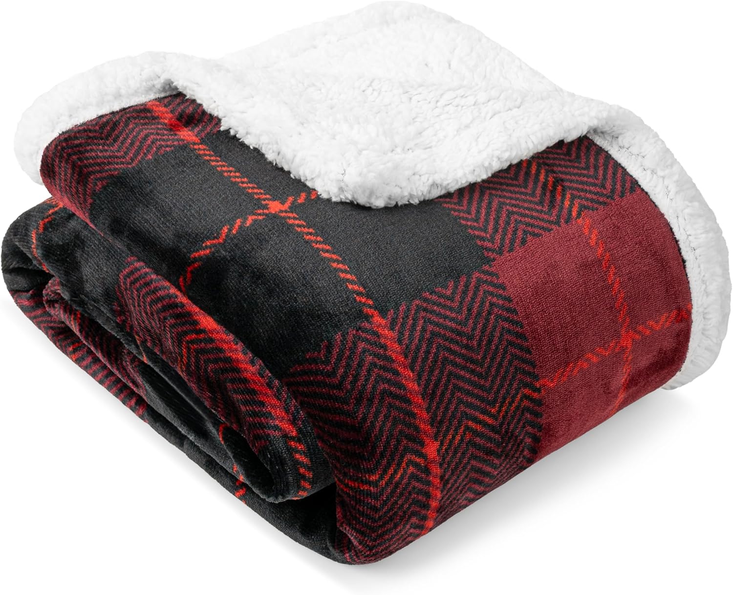 Beige Throw Pillow — 60" — Plaid Red