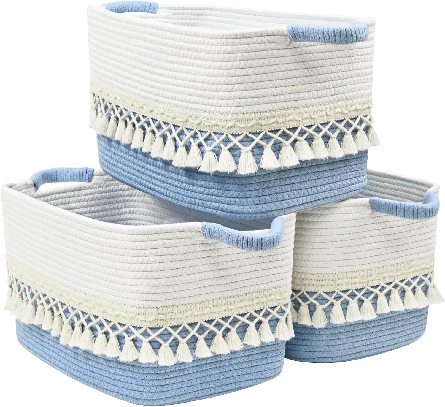 Boho Black Vase — White & Blue