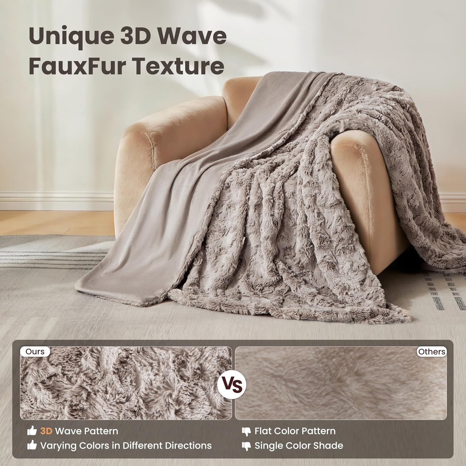 Beige Throw Pillow — 60" - View 5