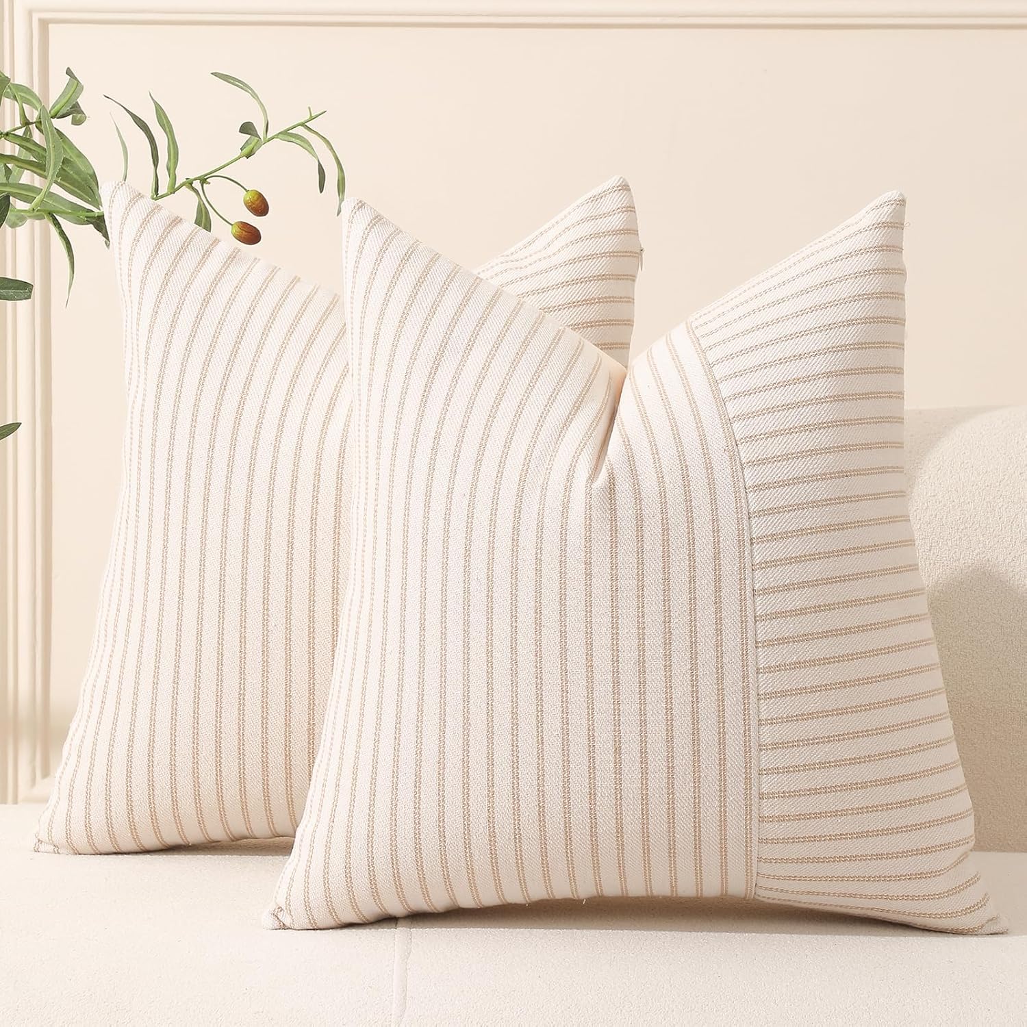 Boho Beige Throw Pillow — 18" — Khaki