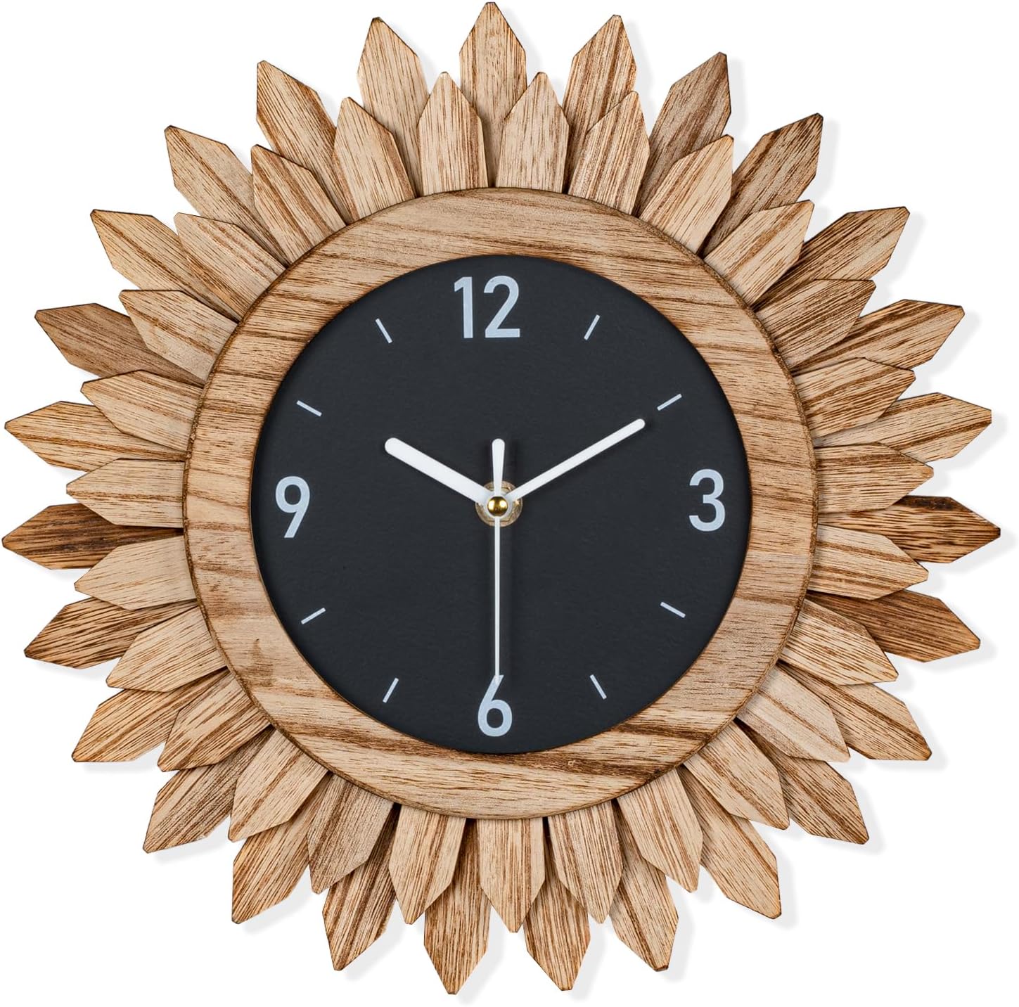 Battery Operated Boho Brown Wall Clock — 21" — Rustic Brown