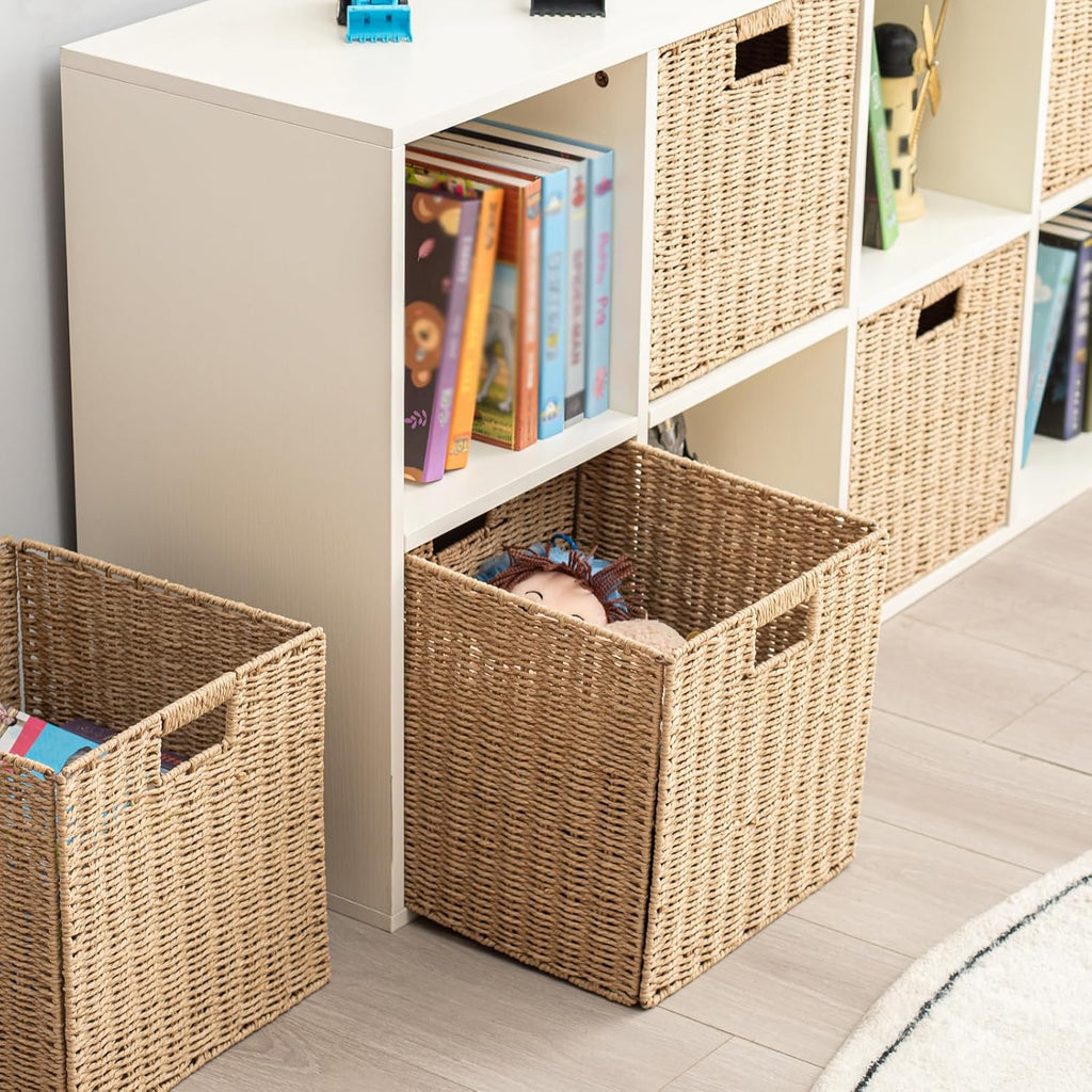 Handwoven Boho Beige Storage Basket — 13" - View 3