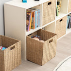 Handwoven Boho Beige Storage Basket — 13" - View 3