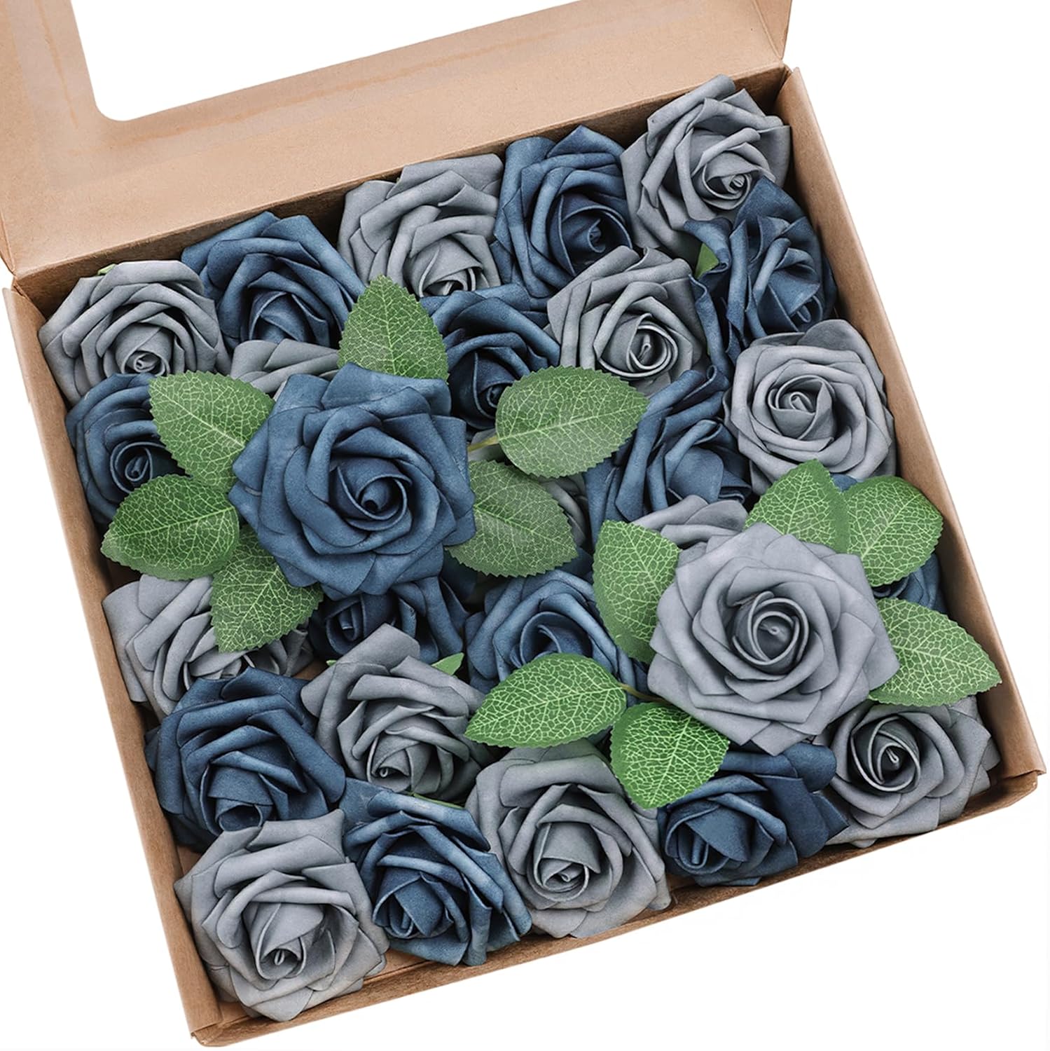 Beige Artificial Flowers — Dutch Blue & Dusty Blue