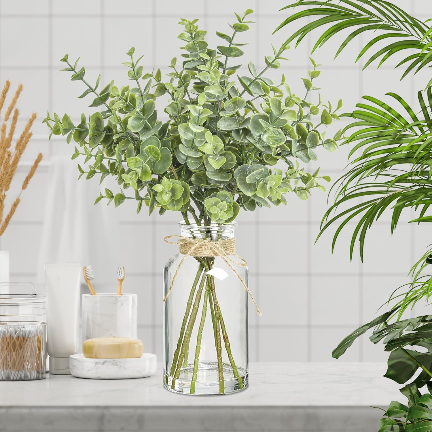 Farmhouse Glass Artificial Plant — 12" - View 5