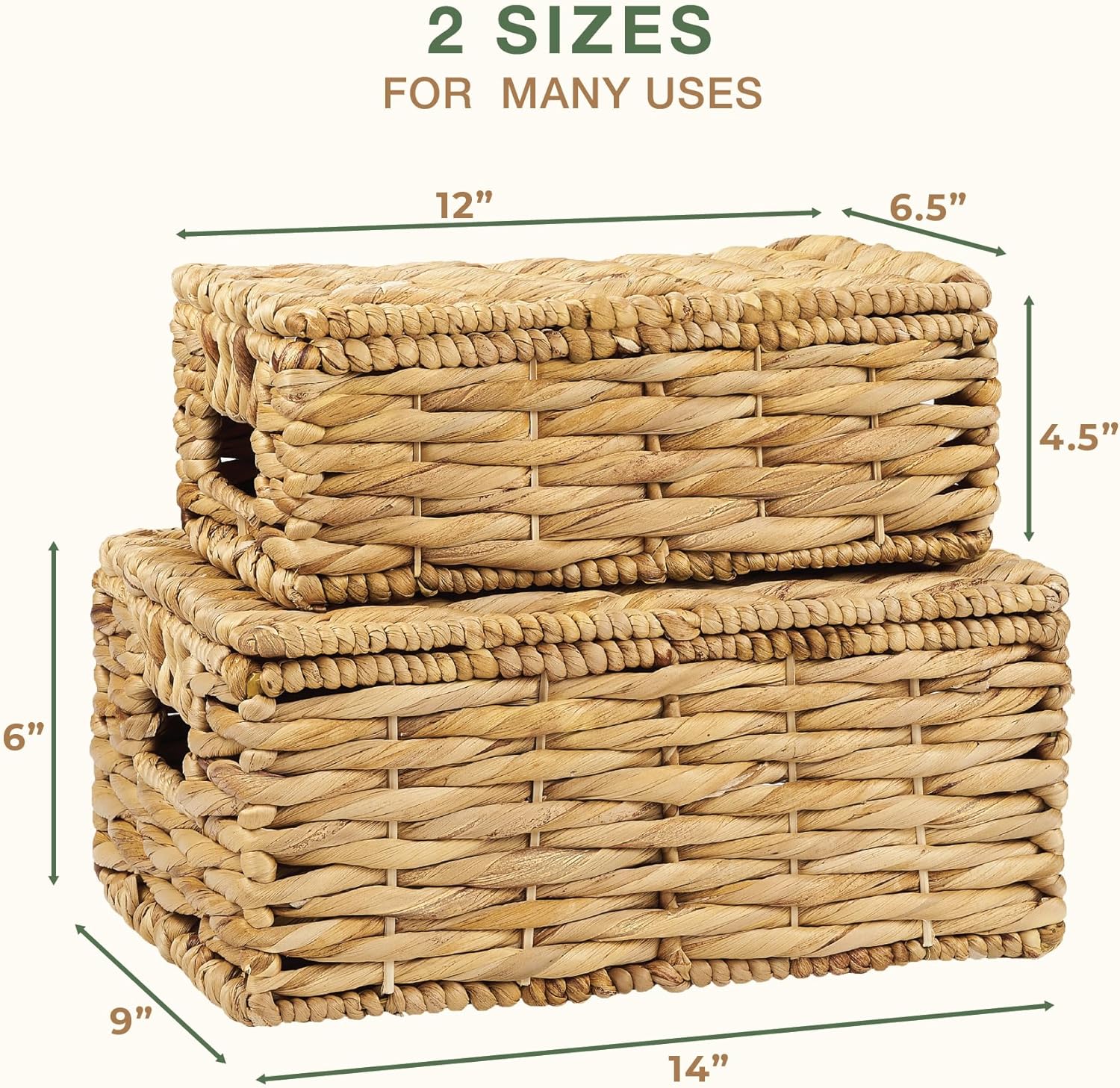 Boho Beige Woven Basket — Set of 2 - View 6