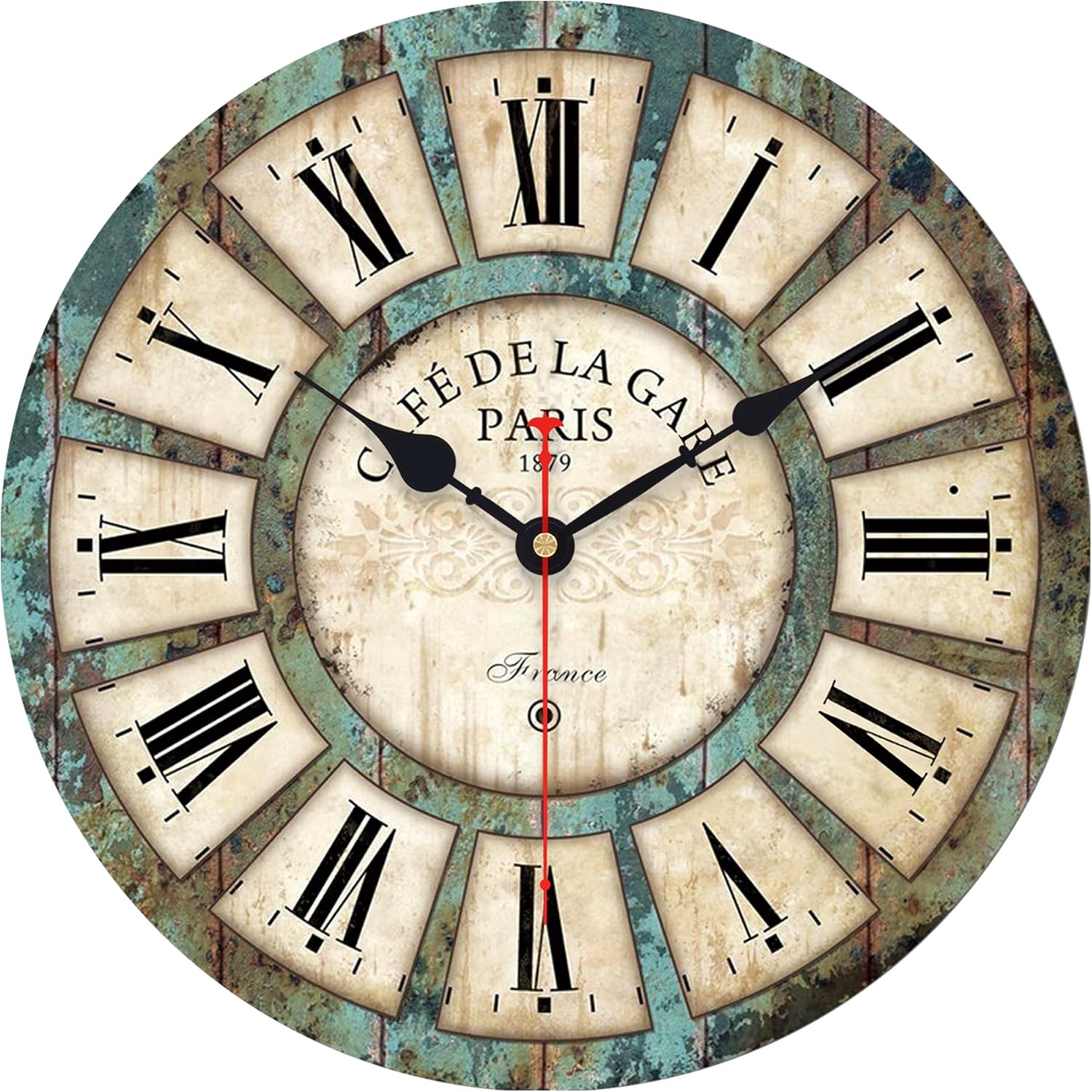 Battery Operated Farmhouse Wood Wall Clock — 14" — Shabby Chic