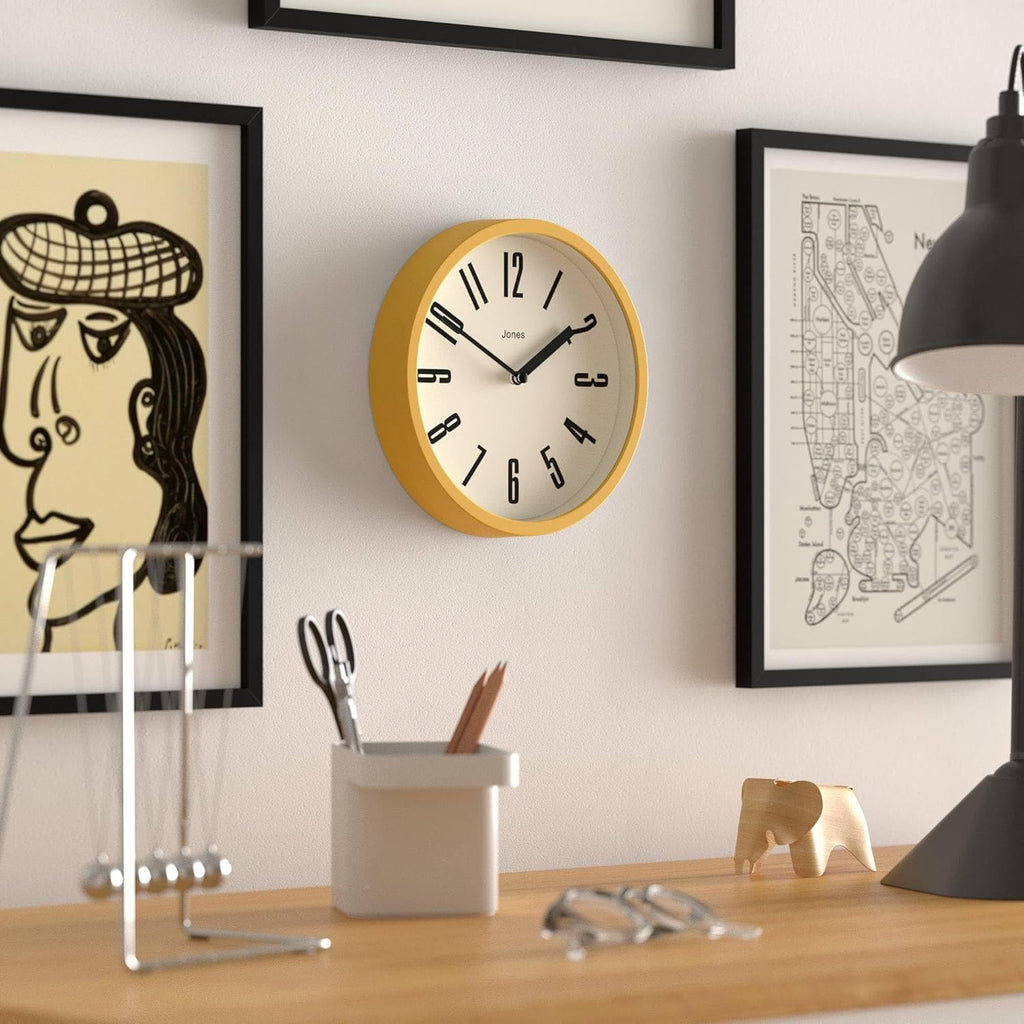 Round Mid-Century Black Wall Clock — 8" - View 4