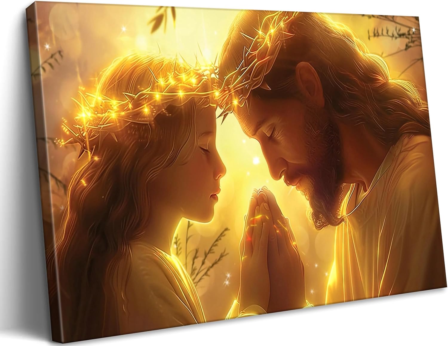 Black Canvas Wall Art — 16" — Golden Jesus
