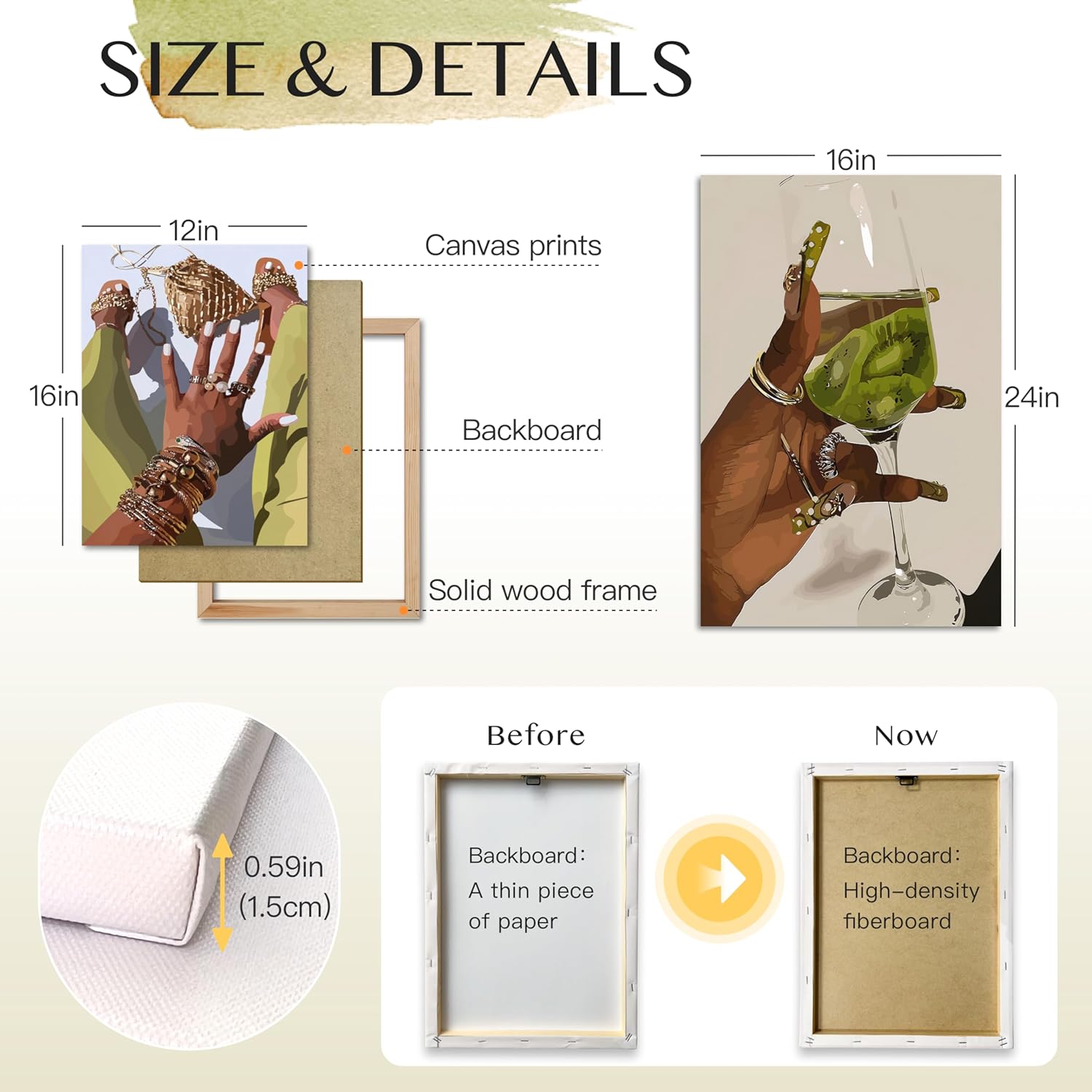 Framed Green Canvas Wall Art — 12" - View 2