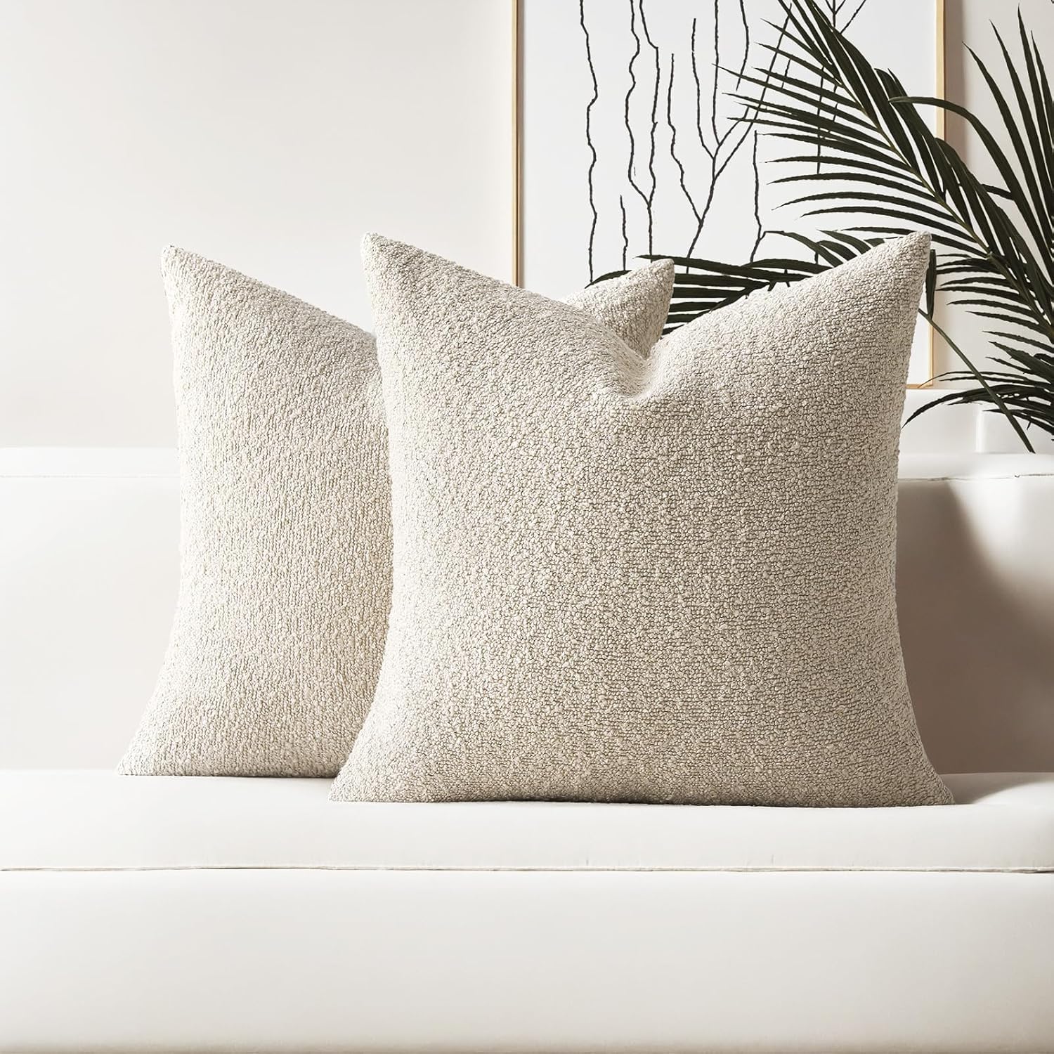 Boucle Boho Beige Pillow Cover — 18" — Beige