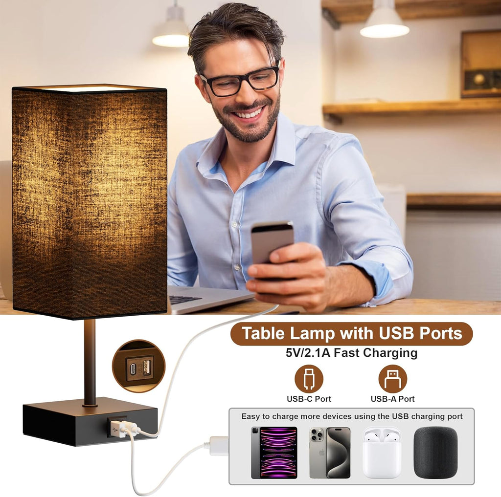 Dimmable Beige Bedside Lamp - View 4