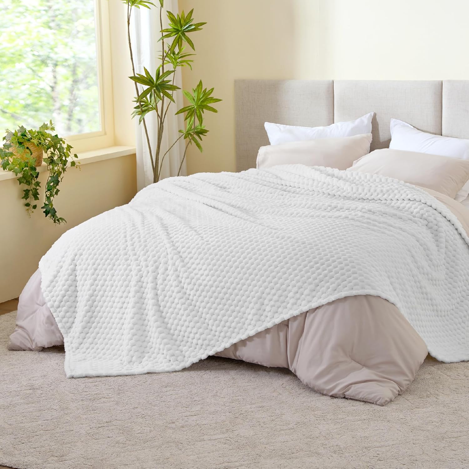 Black Throw Pillow — 50" — White