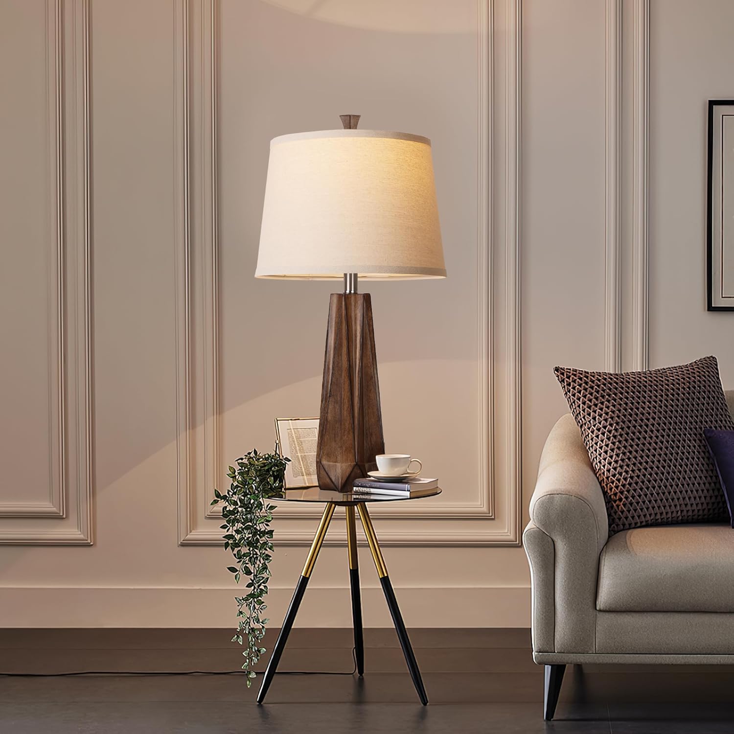 Linen Modern Black Desk Lamp — 27" - View 5