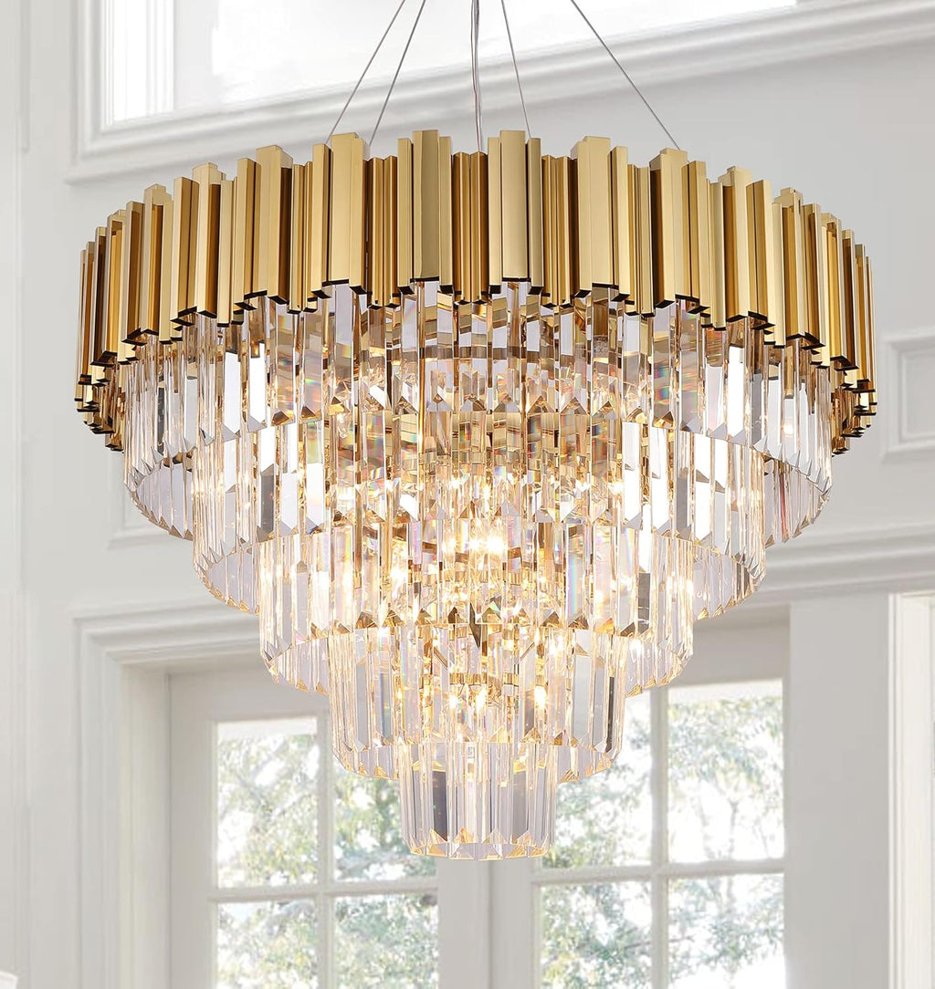 Round Luxe Gold Chandelier — 6-Light — Gold 27.5"