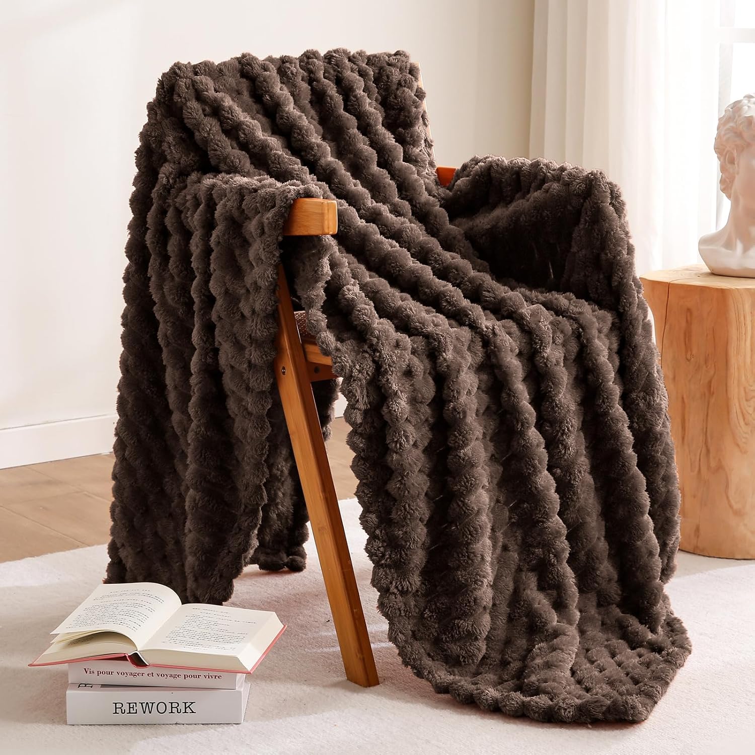 Black Throw Pillow — 50" — Brown-l