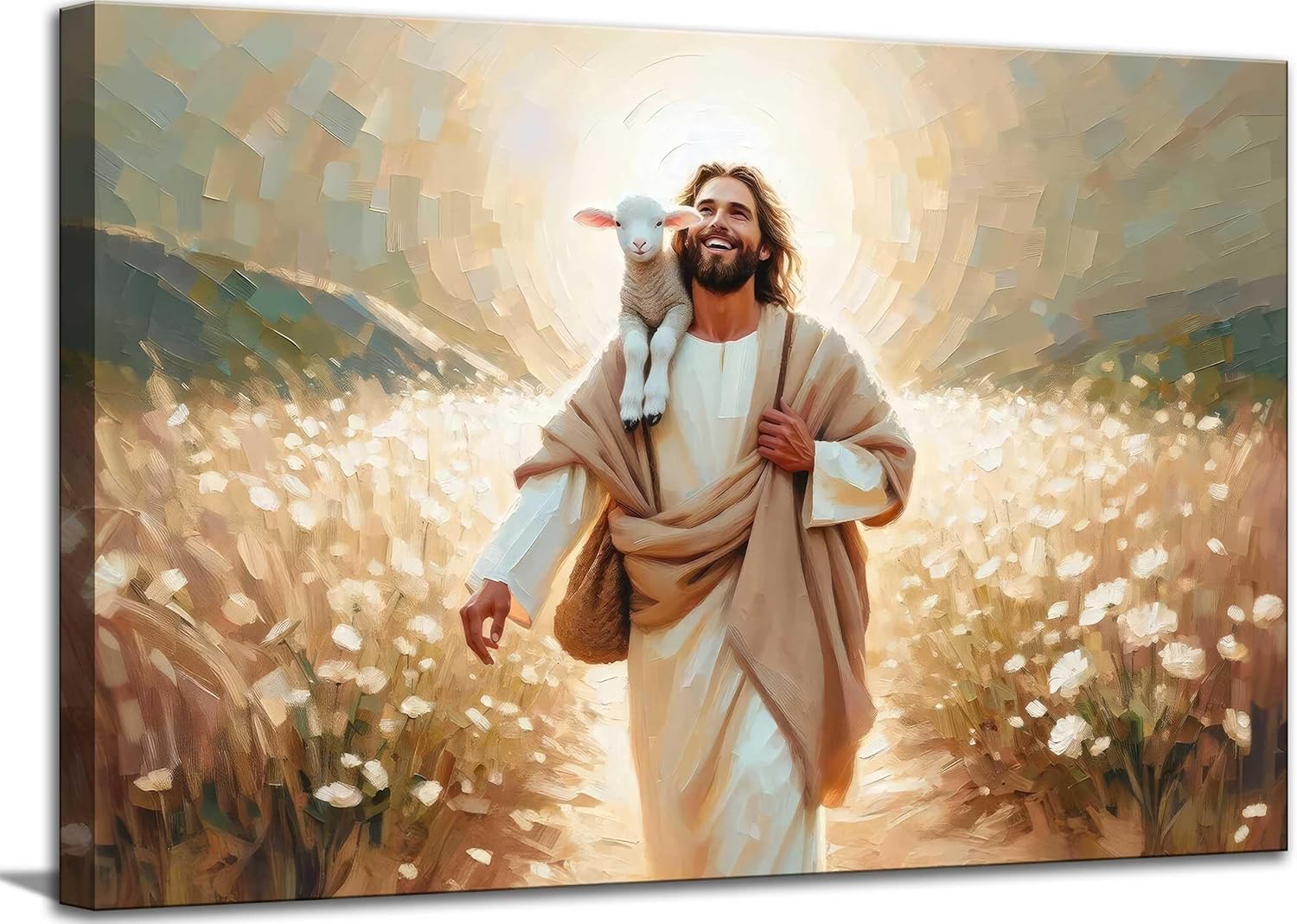 Framed Fabric Canvas Wall Art — 36" — Jesus