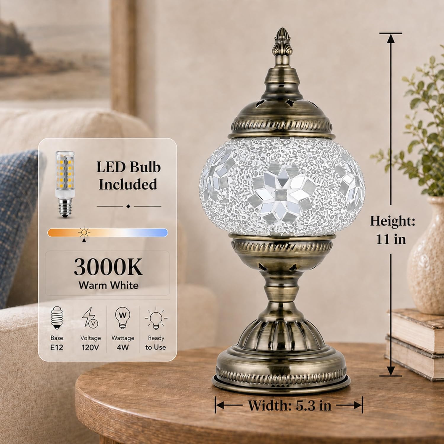 Boho Blue Desk Lamp - View 2