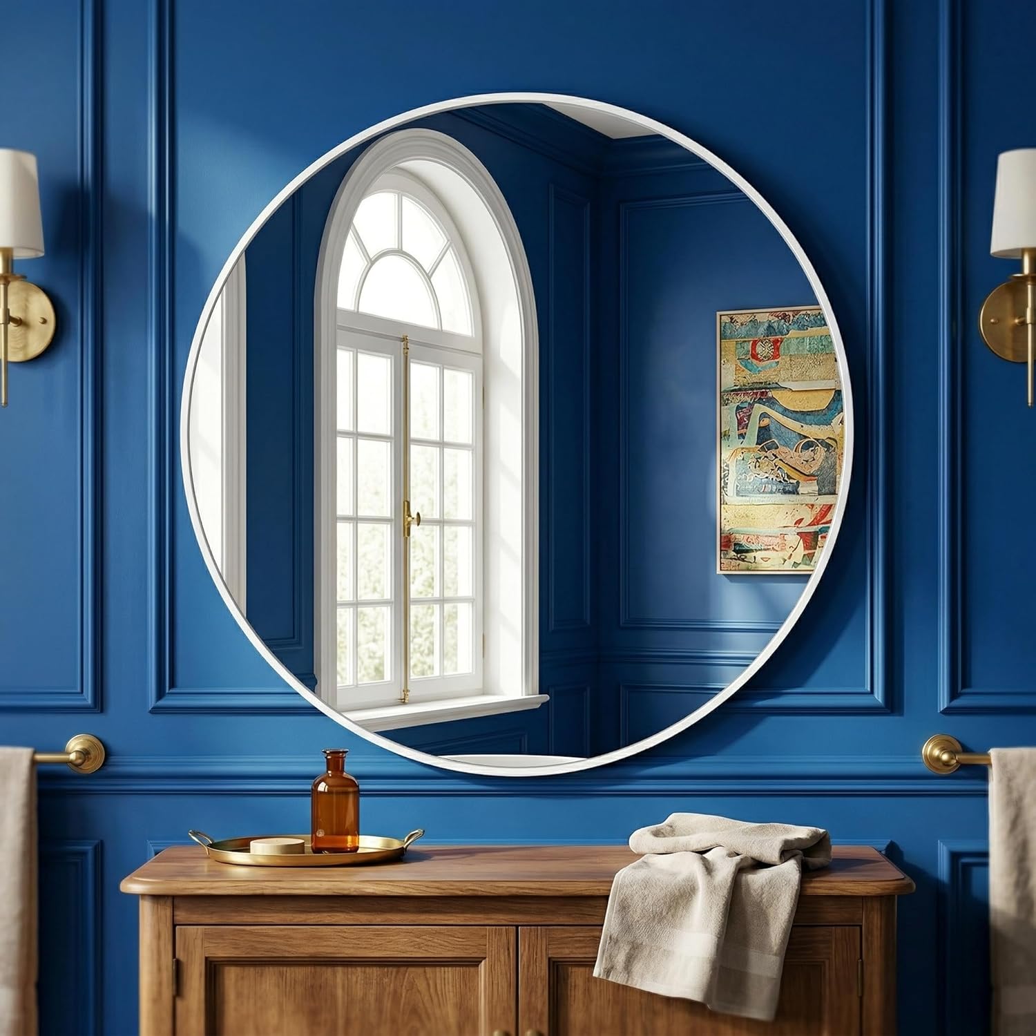 Luxe Black Round Mirror — 30" — 24"L x 24"W