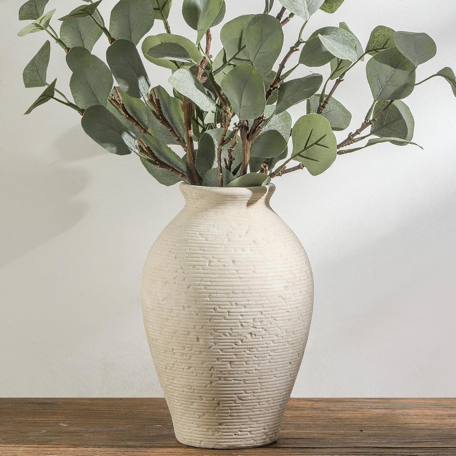 Vintage Farmhouse Brown Flower Vase — 7.4" — Rustic-9"