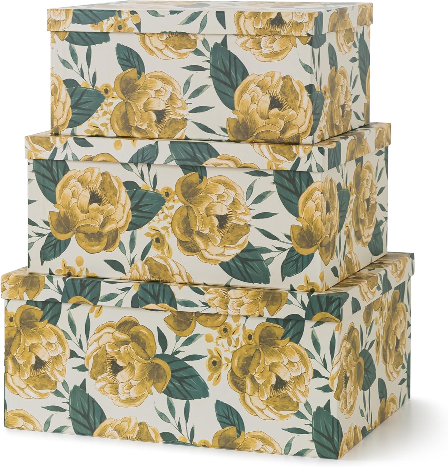 Gold Storage Basket — Set of 3 — Golden Peony Paradise
